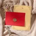 Vintage stationery set with red envelope, letter paper and wax seal for writing letters. - Bright Red 3 Envelopes + 10 Kraft Rabbit Papers + 3 Stamps