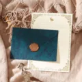 Vintage stationery set with dark green envelope, writing paper and wax seal stamp. - Dark Green 3 Envelopes + 10 White Rabbit Papers + 3 Stamps