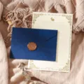 Retro letter paper and envelope set with wax seal stamp, elegant design for greeting cards. - Navy Blue 3 Envelopes + 10 White Rabbit Papers + 3 Stamps
