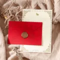 Vintage retro style red envelope and letter paper set with wax seal for writing letters. - Bright Red 3 Envelopes + 10 White Rabbit Papers + 3 Stamps