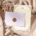 Vintage stationery set with envelope, letter paper, and wax seal stamp for romantic letters. - Light Purple 3 Envelopes + 10 White Rabbit Papers + 3 Stamps