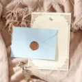 Vintage stationery set with blue envelope, letter paper and wax seal for romantic letters. - Light Blue 3 Envelopes + 10 White Rabbit Papers + 3 Stamps
