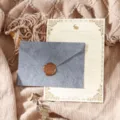 Retro stationery set with envelope letter paper and wax seal for vintage hand-written letters. - Grey 3 Envelopes + 10 White Rabbit Papers + 3 Stamps