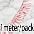 Detail of pink double-layer pleated ruffle ribbon trim for sewing and DIY crafts. - Pink