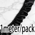 Black double layer lace ruffle trim satin ribbon 5.5cm wide sewing craft accessory 1 meter - Black