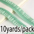 Mint green elastic ruffle trim 10 yards pack, wavy lace ribbon for sewing garment DIY craft. - Light Green