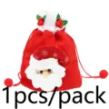 Christmas Santa Claus drawstring pouch gift bag red velvet holiday party decoration 1pc - Style 2