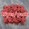 15pcs lazos de cinta de satin rojo perla brillo artesania lazos para envolver regalos fiesta - Rojo