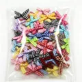 Fiocchi in nastro vichy multicolore da 3,5 cm assortiti per scatole regalo fai da te e decori. - 200 Pezzi/Confezione / Materiale Misto