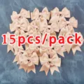15 pzs lazos de cinta de saten rosa para decoracion artesanal, set de lazos poliester - Rosa