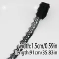 Black lace trim ribbon for sewing and garment accessories, 1.5cm width and 91cm length roll. - 17