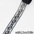 Black lace ribbon trim for sewing crafts, gift wrapping, 2.5cm width elegant fabric accessory. - 2
