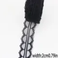 Black lace ribbon trim detail, 2cm width, ideal for sewing, apparel, and gift wrapping. - 23