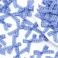 Piccoli fiocchi in nastro vichy blu 3.5cm per scatole regalo matrimonio decorazione DIY art - 100 Pezzi / Blu