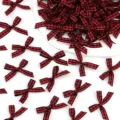 Mini fiocchi in nastro scozzese rosso e nero per scatole regalo, bomboniere e fai da te 3,5cm - 100 Pezzi/Confezione / Borgogna