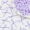 Piccoli fiocchi in nastro quadri viola chiaro per scatole regalo fai da te e matrimonio. - 100 Pezzi/Confezione / Viola chiaro