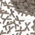 Piccoli fiocchi a quadri 3.5cm mini fiocchetti in tessuto per scatole regalo matrimonio fai da te - 100 Pezzi/Confezione / Caffè