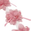 Chiffon flower lace fabric trim detail view, 75mm pink handmade DIY ribbon craft accessory. - Flesh Pink