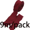 Burgundy ruffled fabric ribbon 4cm wide, 9 meters per pack for gift wrapping and party decor. - Burgundy