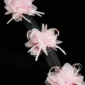 Pink chiffon flower lace ribbon trim, 75mm multi-color petal DIY craft material decor - Pink
