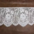 White eyelash lace trim fabric for wedding dress sewing craft DIY floral decor accessory - White