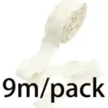 Off-white ruffled lace ribbon trim, 9m roll for gift wrapping, party decoration, and hair bow crafts. - Beige