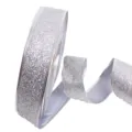 Silver glitter ribbon for Christmas tree decoration, gift wrapping and DIY crafts, 5cm wide. - Silver 5cm*2m