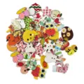Assorted wooden buttons with cute cartoon animal patterns, 2-3cm 2-hole sewing craft supplies. - Mixed Pack