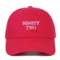 Premium red washed cotton adjustable baseball cap with white NINETY TWO embroidery - Adjustable / Rose Red