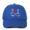 Blue washed cotton baseball cap featuring FB hearts and floral embroidery for casual wear - Adjustable / Sapphire Blue