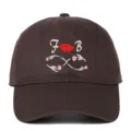 Dark brown cotton baseball cap featuring embroidered hearts, flowers, and letters - Adjustable / Coffee