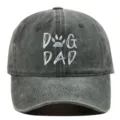 Premium washed cotton baseball cap in charcoal grey featuring white Dog Dad embroidery - Adjustable / Army Green
