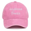 Vintage pink washed cotton baseball cap with embroidered Fiancé design, adjustable strap - Adjustable / Pink (Fiance)