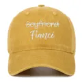 Detail of white Fiancé embroidery on yellow washed cotton baseball cap - Adjustable / Yellow (Fiance)