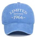 Detail of blue washed cotton baseball cap with white 1966 Limited Edition embroidery - Adjustable / Light Blue