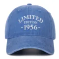 Distressed blue washed baseball cap with white 1956 Limited Edition embroidery gift. - Light Blue