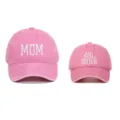 Conjunto de gorras de béisbol rosa lavadas con bordado MOM y BIG SISTER para familia. - Talla única / Pack de 2 (Estilos Mom & Sister) / Caqui