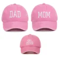 Ensemble de casquettes de baseball en coton lavé rose avec broderie Dad Mom et Big Sister - Taille unique / Pack de 3 (Styles Dad, Mom, Sister) / Rose