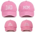 Ensemble de quatre casquettes de baseball en coton rose brodées Dad Mom Sister Brother - Taille unique / Pack de 4 (Styles Dad, Mom, Sister, Brother) / Rose