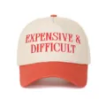 Casquette trucker rétro beige et orange avec texte brodé Expensive & Difficult - Casquette de baseball color-block / Orange