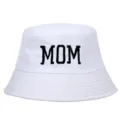 Sombrero de pescador de algodón blanco con bordado MOM negro en el frente. - Ajustable / MOM / Blanco