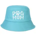 Gorro de algodón azul claro con bordado blanco DOG MOM y huella de pata - Ajustable / Azul lago