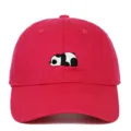 Red baseball cap with cute black and white panda embroidery for outdoor sun protection - Adjustable / Rose Red