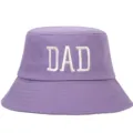 Sombrero de pescador morado de algodón con bordado DAD blanco para verano - Ajustable / PAPÁ / Púrpura