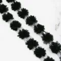 Schwarze Spitzen Chiffon Blumen Band Borte fuer Naehen Kleidung und Hochzeit Dekor 3cm breit - Schwarz