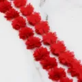 Red chiffon flower lace trim, 3cm wide sewing accessory detail for dress and wedding decoration. - Red