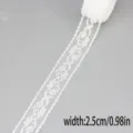 Nahaufnahme Detail von weißer Hohlspitze, 2.5cm Breite, ideal für Nähen und DIY Handwerk. - Stil 2