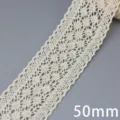 Beige katoenen kant trim lint 50mm breed voor DIY naaien kleding verpakking deco. - Beige
