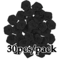 30pzas 4cm rosas de cinta negra botones de rosas de tela hechos a mano para accesorios de manualidades - 30 Piezas/Paquete / Negro