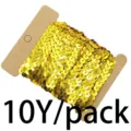 Χρυσή κορδέλα με παγιέτες 6mm για ραπτική DIY χειροτεχνία ρούχα διακόσμηση 10 γιάρδες - Χρυσό